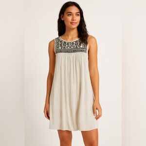 American Eagle Boho Embroidered Babydoll Dress L Cottagecore Coastal Resort